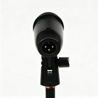 Microphone à condensateur cardioïde 25 mm pour batterie et grosse caisse avec support, professionnel pour diffusion en direct et enregistrement vocal, 48V