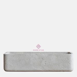 Lavabo de salle de bain <span class=keywords><strong>en</strong></span> <span class=keywords><strong>pierre</strong></span> calcaire solide avec bouchon de vidange, fabriqué à la main pour des designs de salle de bain élégants et durables - Product Image 3