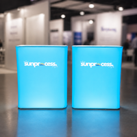 Table pliante entièrement personnalisable en tissu extensible 200g, portable, réutilisable, promotionnelle, avec éclairage LED intégré, pour comptoir d'exposition