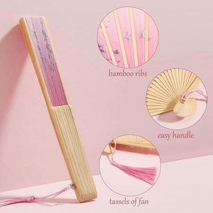 Éventail pliant en bambou sculpté à la main, style rétro, ajouré, avec fleurs, idéal comme cadeau d'affaires pour hommes et femmes - Product Image 4