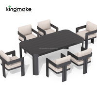 Tables et chaises durables en aluminium pour l'extérieur, 6 places, mobilier de jardin moderne pour terrasse, ensemble de salle à manger d'extérieur