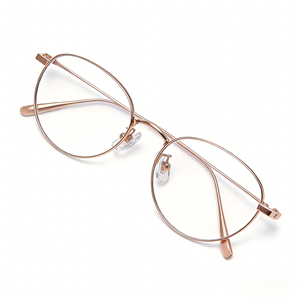 <span class=keywords><strong>Lunettes</strong></span> <span class=keywords><strong>de</strong></span> style coréen XPZ en titane or rose, monture ovale petite, légères, durables, monture intégrale, unisexe, <span class=keywords><strong>pour</strong></span> usage quotidien et professionnel/décontracté - Product Image 3