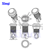 Bouton poussoir rond en plastique lumineux en gros pour machine de jeu d'arcade 32mm 28mm avec lumière LED pour jeux à monnayeur