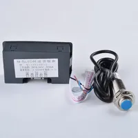 4-digital merah hijau biru LED pengukur kecepatan RPM Tachometer Hall Sensor jarak pengukuran 10-6. 9999RPM DC 8-15V rentang speedo