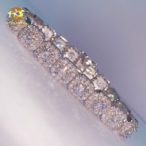 Tijdloze stijl 10mm Halo Ice <span class=keywords><strong>Cube</strong></span> Design Moissanite armband Infinity Cuban Link ketting Moissanite Cuban Link armband - Product Image 2