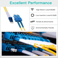 Kabel Serat Optik Singlemode 9/125 Duplex LC/UPC-SC/UPC, Kabel Patch Fiber Optik untuk Peralatan Fiber Optik, Konektor LC SC SM DX