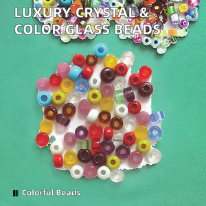 Perles de verre en cristal luxueuses faites à la main, 10 mm, grand trou, mélange de couleurs, perles de verre facettées pour la fabrication de bijoux - Product Image 2