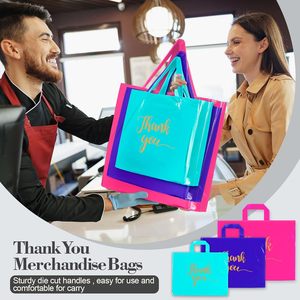Thank You <b>Bags</b> 200 Pcs Plastic Opp <b>Bag</b> With Handle <b>Pink</b> Purple Blue <b>Hot</b> Stamping Retail Gift Packaging - Product Image 4