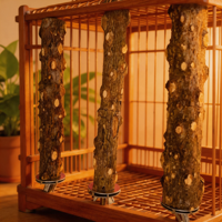 Perchoir en bois d'ash épineux naturel pour oiseaux, jouet à mâcher pour aiguiser le bec, pour cage de perroquet et de myna