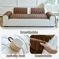 Housse de canapé pour chien antidérapante avec dos en caoutchouc, lavable, pour causeuse, en velours côtelé doux et moelleux pour animaux de compagnie