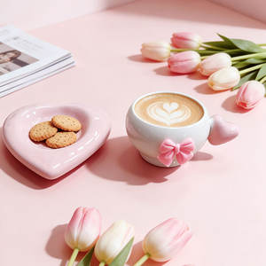 Taza <span class=keywords><strong>de</strong></span> café Love Bubble con platillo, color subesmaltado, regalo <span class=keywords><strong>de</strong></span> recuerdo para el hogar, regalo <span class=keywords><strong>de</strong></span> alta calidad con diseño <span class=keywords><strong>de</strong></span> corazón <span class=keywords><strong>de</strong></span> niña, fresco y lindo, en caja <span class=keywords><strong>de</strong></span> regalo. - Product Image 3