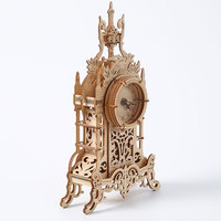 Commande en gros de puzzles 3D en bois pour adultes, modèle de horloge de bureau vintage en bois 3D, décoration intérieure et cadeau d'anniversaire