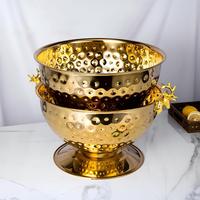 Seau à glace en acier inoxydable doré laqué TGYW personnalisé de 13,5 L en forme de tête de cerf, idéal pour les fêtes et la présentation de glaces
