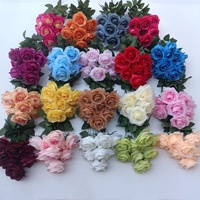 PT-R128 7 Têtes de roses artificielles en soie pour décoration de mariage, branche de rose artificielle unique en promotion