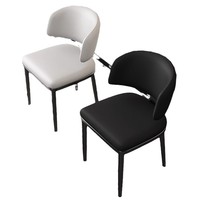 Chaise de salle à manger moderne minimaliste de style nordique, revêtement en cuir, structure en métal, sans accoudoirs, dossier non pivotant, garantie de deux ans