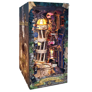 Casa de bonecas retrô de madeira para meninas, kit de bonecas em miniatura, casa de bonecas mágica para meninas