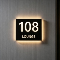 Plaque de porte lumineuse moderne, signalétique rétroéclairée par LED, numéro de chambre pour hôtels, appartements, bureaux, plaque de porte en acrylique