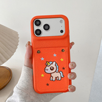 Coque de protection brodée motif poney mignon pour iPhone 18 Pro Max, compatible avec les coques de téléphone iPhone 17, 16, 15, 14