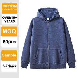 Sudadera con Capucha de Felpa Lavada al Ácido, de Doble Cremallera, de 360 g/m², al por Mayor, Chaqueta Extra Grande de Alta Calidad Personalizable - Product Image 1