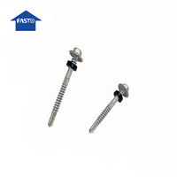 Vis mécaniques en acier au carbone à tête hexagonale indurée pour toiture métallique avec rondelle EPDM noire et double filetage moleté # 12-14*3"