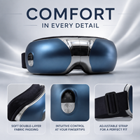 Masseur oculaire avec chaleur, compression d'air, vibrations et musique, bleu marine, masque de soin des yeux portable