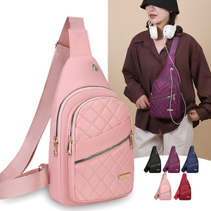 Quilted Fashion Chest Bag For Women Multiple Pockets Zipper Closure Water Resistant Crossbody Bag Everyday Outfits Summer 2025 - Product Image 1