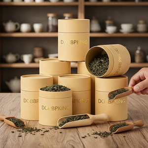 Diseño de impresión personalizado Biodegradable Papel Kraft Regalos Tubo Redondo Té Café Tuerca Dulces Botes Embalaje Cilindro Caja para Alimentos - Product Image 1