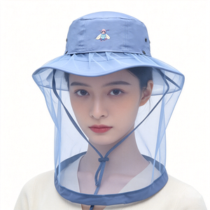 Blue Outdoor Bug Protection <b>Hat</b> with Full Face Netting - Adjustable Breathable <b>Sun</b> <b>Hat</b> for <b>Men</b> Women Beekeeping Camping - Product Image 5