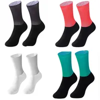 LINGTU Chaussettes de cyclisme pour équipe de vélo Chaussettes de cyclisme antidérapantes sans couture pour vélo de route Chaussettes de compression pour vélo de course en plein air
