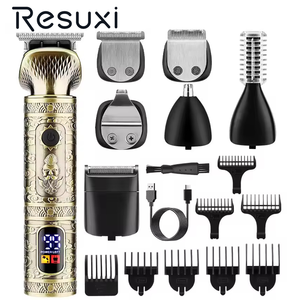 <span class=keywords><strong>Tondeuse</strong></span> à cheveux professionnelle sans fil <span class=keywords><strong>Resuxi</strong></span> 885 OEM, ensemble complet, entièrement en métal, 7 en 1, <span class=keywords><strong>tondeuse</strong></span> à cheveux T9 en acier inoxydable - Product Image 1