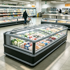 Congélateur d'îlot commercial sur mesure pour supermarché avec fenêtre vitrée <span class=keywords><strong>large</strong></span> pour la présentation en gros de produits surgelés, viandes et fruits de mer - Product Image 2