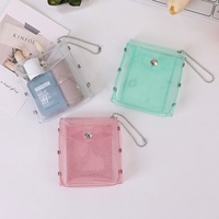 Mini pochette transparente en PVC avec porte-clés, sac de rangement multifonctionnel pour brillant à lèvres et rouge à lèvres, porte-monnaie suspendu, pendentif, sac à main