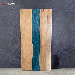 Epoxy Bamboo Resin Acacia Wood Charcuterie Cheese Chopping Board Elegant Ocean Wave Pattern Rectangular <b>Wooden</b> Cutting Board - Product Image 4