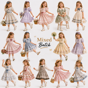 Vestido Ajustado a la Cintura para Niñas, Vestido Ligero de Verano para Niñas, Entrega de Estilos Variados Aleatorios - Product Image 1