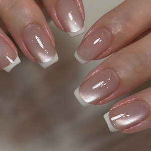Faux ongles à presser en ABS de haute qualité, style French Manucure, longs et pointus, vente en gros directe usine, petits lots - Product Image 1