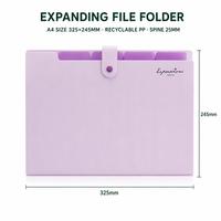 Cartella Portadocumenti Espandibile A4 Personalizzabile con Logo, 5 Tasche, Chiusura a Bottone, Organizzatore a Fisarmonica con Schede Indice per Archiviazione Ufficio