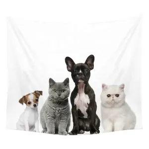 무료 배송 새로운 개 찌르레기 착용 고양이 담요 벽걸이 천 아마존 뜨거운 판매 벽 장식 공장 도매