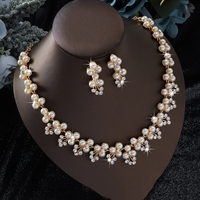 Ensemble de bijoux de mode, collier, accessoire de robe de mariée, cristal d'eau de luxe de style coréen, Dubai, Inde, fleur, perle, diamant