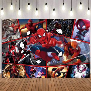 Artículos de Fiesta Promocionales, Pancarta de Spiderman, Superhéroe de <span class=keywords><strong>los</strong></span> <span class=keywords><strong>Vengadores</strong></span>, Fondo para Niños, Decoraciones de Cumpleaños, Fondo de Superhéroe - Product Image 1