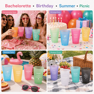 Gobelets en plastique givré colorés personnalisés avec logo, gobelets réutilisables pour les enterrements de vie de jeune fille, anniversaires, événements en plein air - Product Image 3