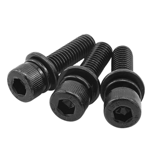10sets/bag Black 12.9 Grade Steel Hexagon Socket Cap Head Sems Screw Assembly <b>M2</b> <b>M2</b>.5 M3 Allen Head <b>Bolt</b> with Flat Split - Product Image 3