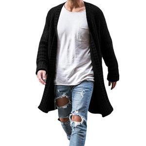 Otoño Invierno Hombres <span class=keywords><strong>Cardigan</strong></span> Suéter Estilo Europeo Americano Color sólido Chaqueta de punto suelta Transfronterizo para <span class=keywords><strong>Amazon</strong></span> - Product Image 5