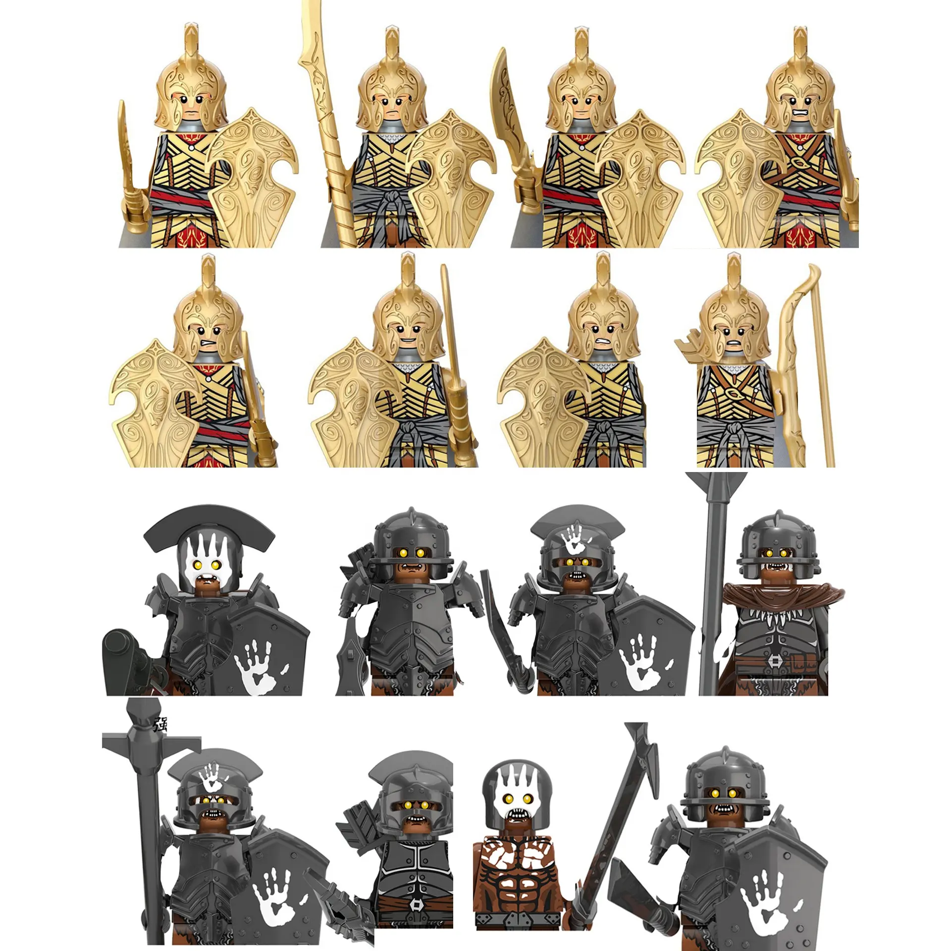 شخصيات عسكرية من القرون الوسطى فرسان جندي ، محارب إلفن أوروك هاي ، كتل بناء صغيرة ، ألعاب تعليمية للأولاد الصغار
