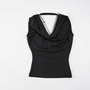 Sexy Backless Cowl Neck Floral Breathable Short Cami Tank <b>Top</b> Women Wholesale - Product Image 2