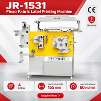 Machine d'impression d'étiquettes en tissu Flexo 4 couleurs JR-1531, largeur maximale 155 mm, 60 m/min, imprimante d'étiquettes en tissu avec certificat CE