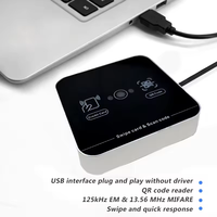 Frecuencia dual 125Khz y 13,56 Mhz RFID NFC ID Tarjeta IC Lector de código QR USB Lector de tarjetas inteligentes de escritorio Material ABS