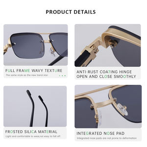 Lunettes de soleil tendance pour hommes, demi-monture, rétro, métalliques, polarisées, pour la conduite, vente en gros - Product Image 3