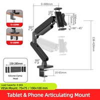 Soporte de Escritorio Ergonómico con Brazo Neumático Giratorio 360° para Monitor Portátil de 14 Pulgadas, Venta al Por Mayor