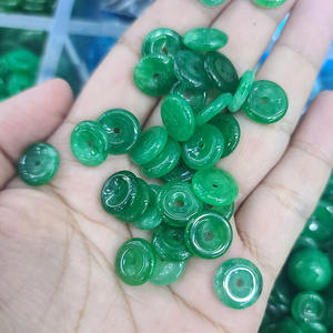 JF7356 подлинный натуральный камень зеленый нефрит круглая монета пончик Очаровательные Подвески - Product Image 6