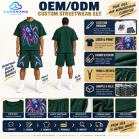 Ensemble deux pièces personnalisé unisexe en coton mélangé respirant, tricoté, imprimé numériquement avec motif loup araignée en cristal, t-shirt et short à cordon de serrage